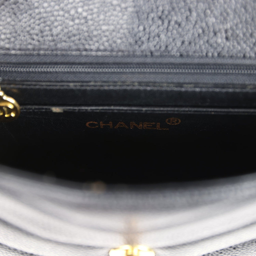 Vintage Chanel Square Chevron Envelope Flap Bag Black Caviar Gold Hardware - Image 11