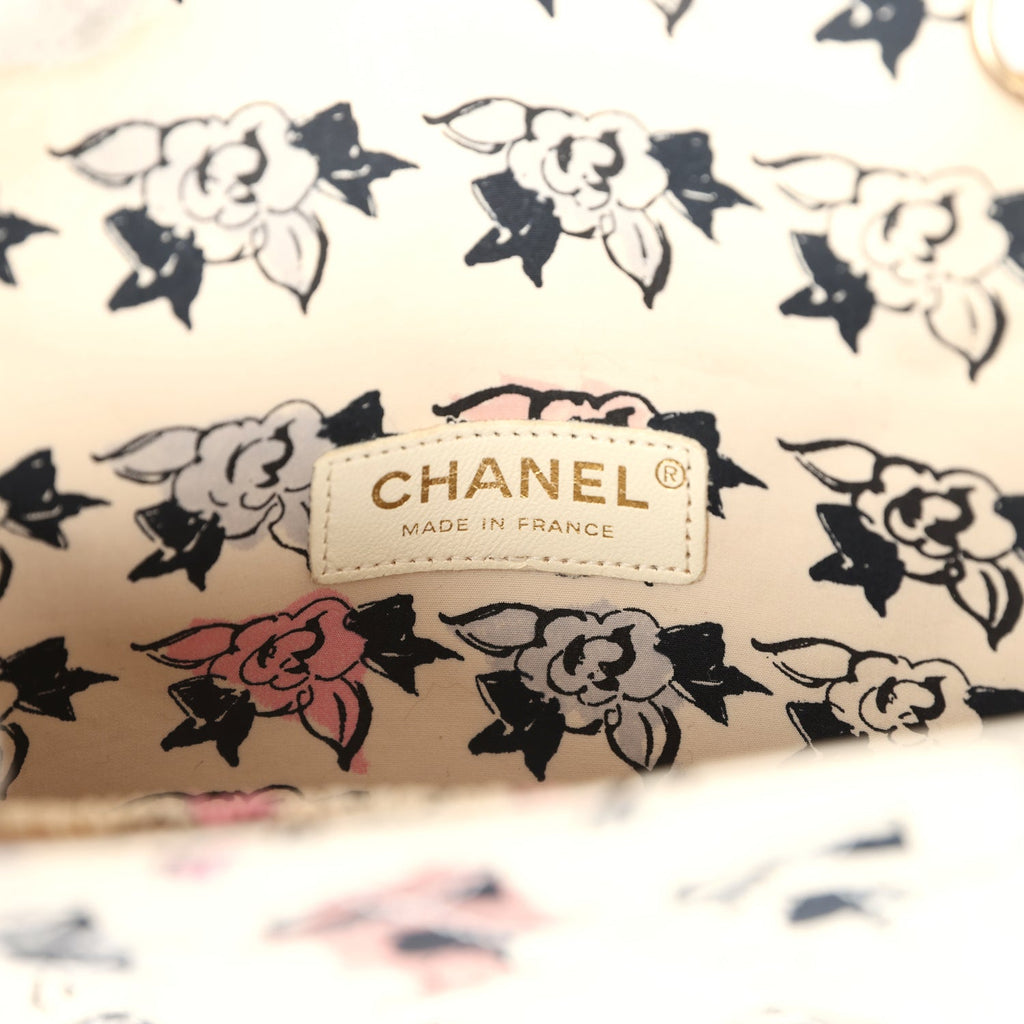 Vintage Chanel Mini Logo Square Flap Bag Light Pink Multi Printed Nylon Light Gold Hardware - Image 12