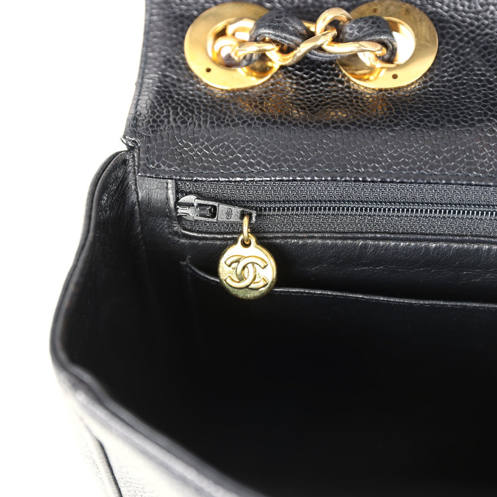 Vintage Chanel Jumbo Classic Mademoiselle Vertical Flap Black Caviar Gold Hardware - Image 11