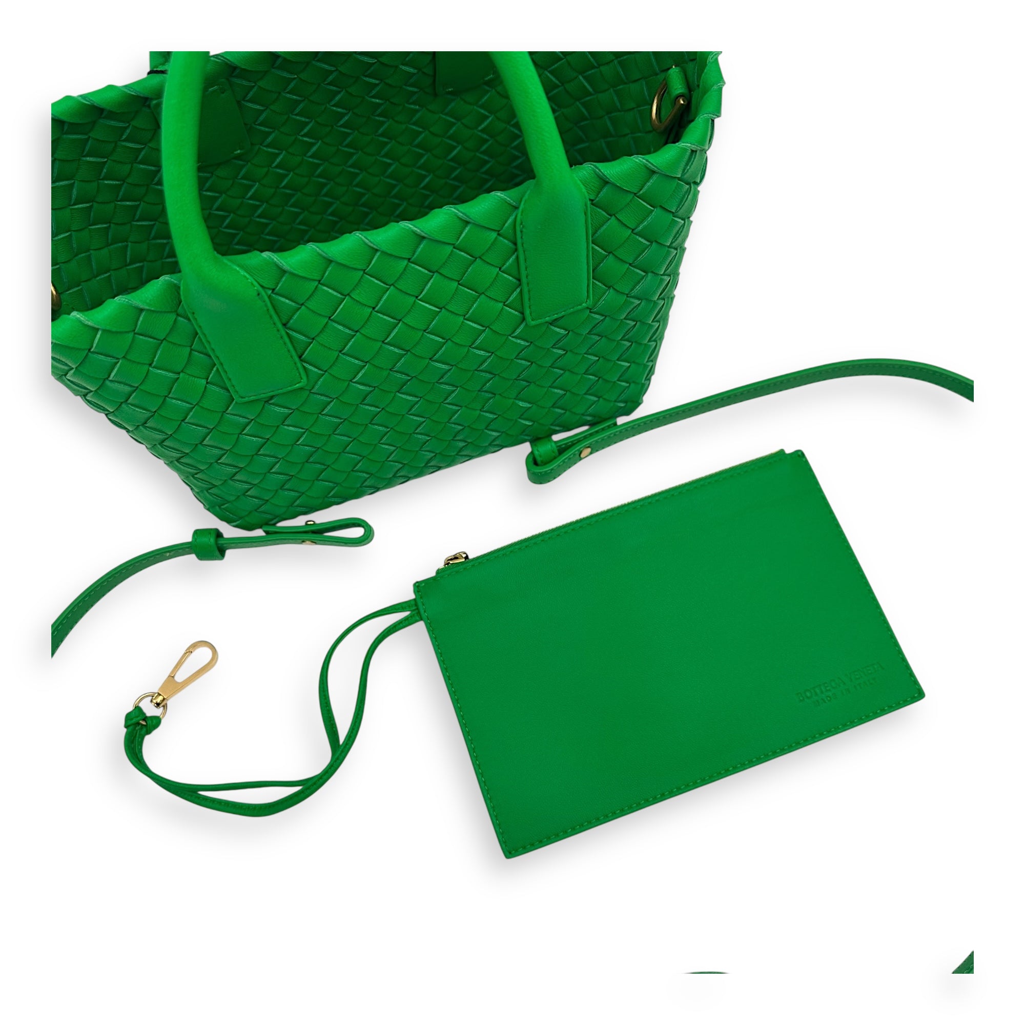 Cabat Top Handle Bag Green in Lambskin, Gold hardware - Image 14