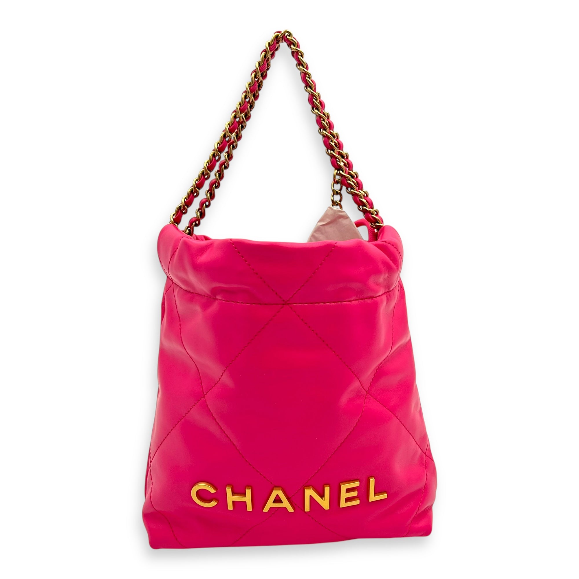 22 Tote Crossbody Bag Pink in Calfskin, Brushed Silver hardware - Image 9