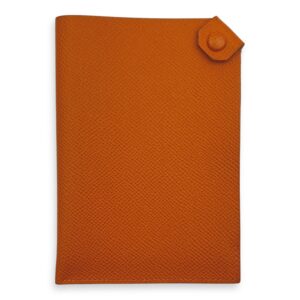 Passport Holder Orange Passport Holder in Epsom, Silver hardware