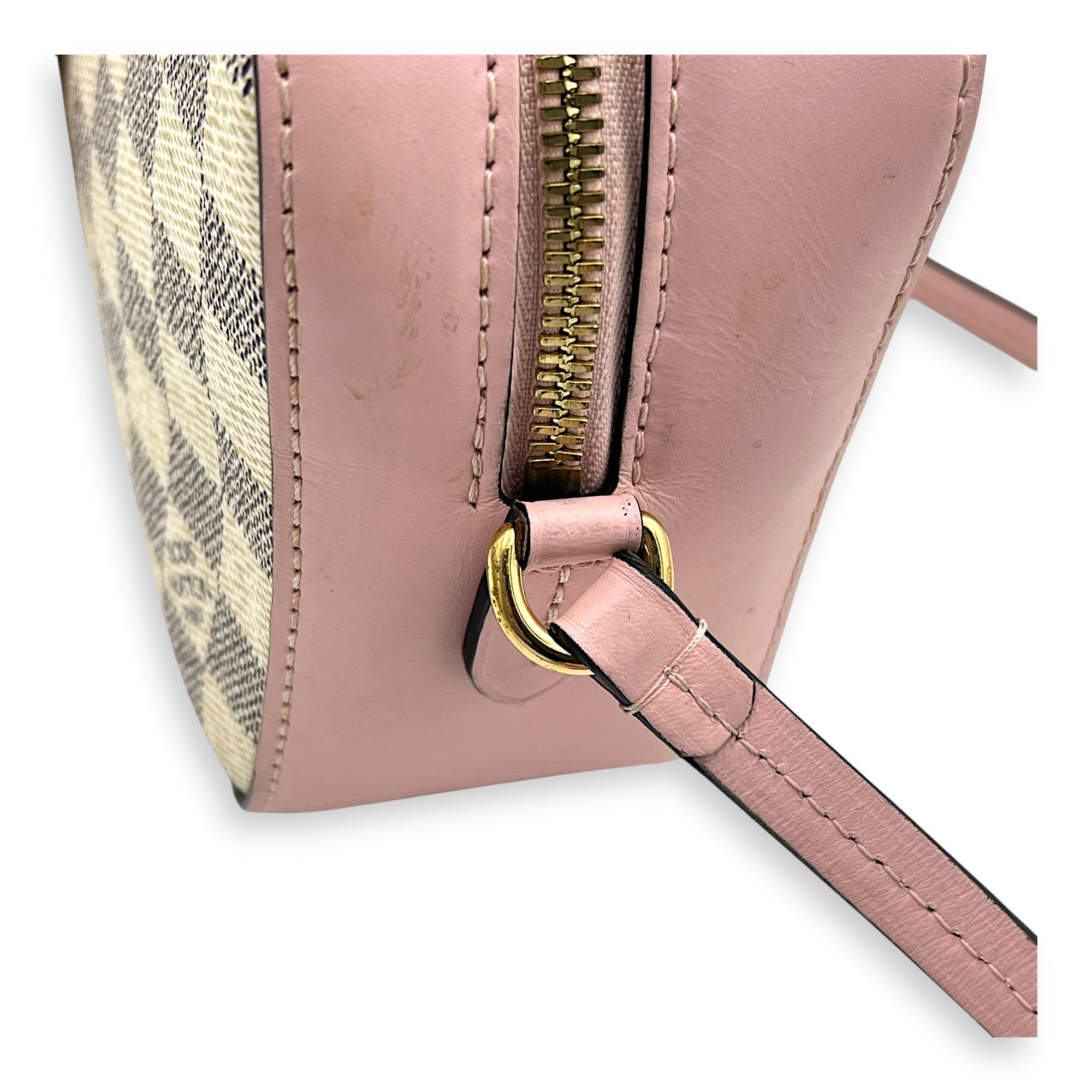 Saintonge Crossbody Bag Azur in Coated Canvas, Gold hardware - Image 11