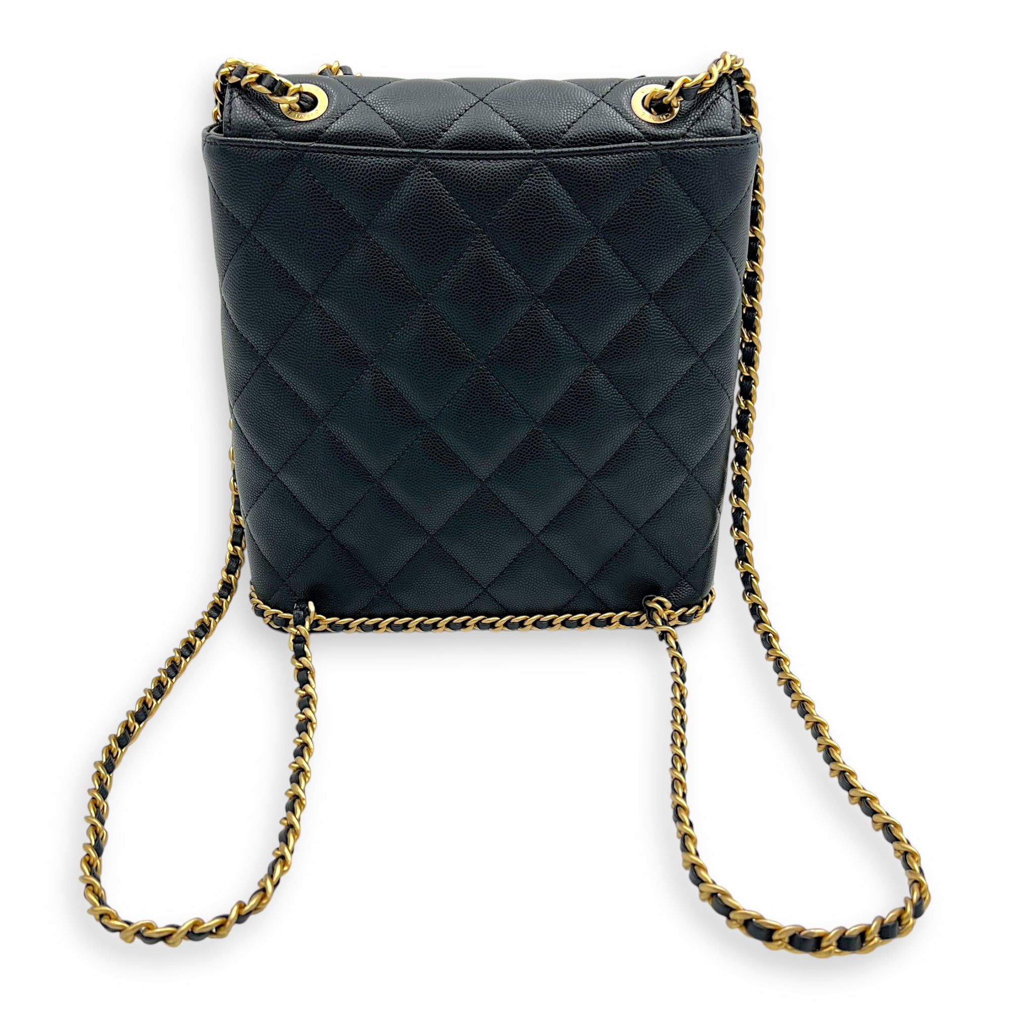 Quilted Seasonal Backpack Gold in Caviar Leather, Gold hardware - Image 7