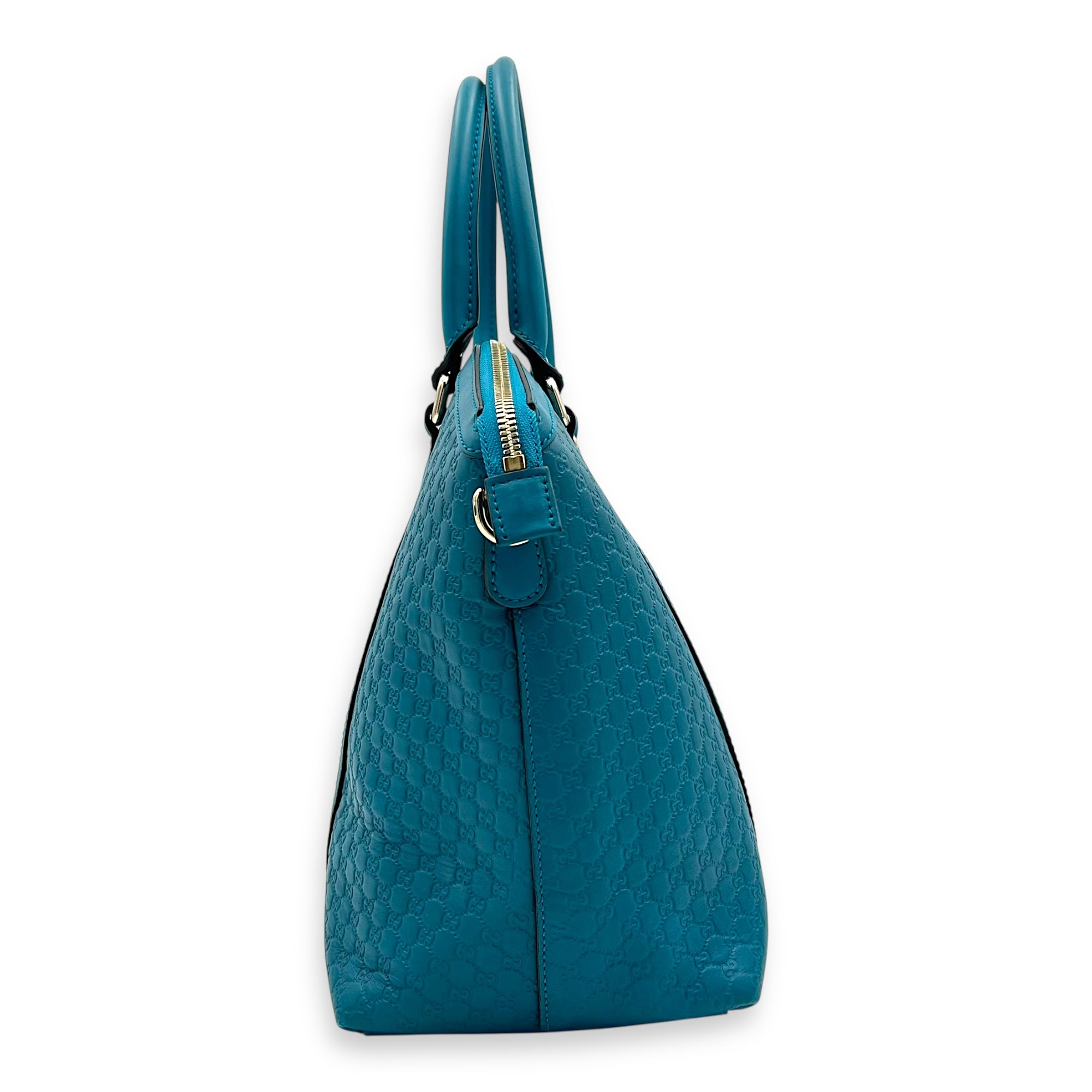 Guccissima Top Handle Bag Blue in Guccissima Leather, Gold hardware - Image 5