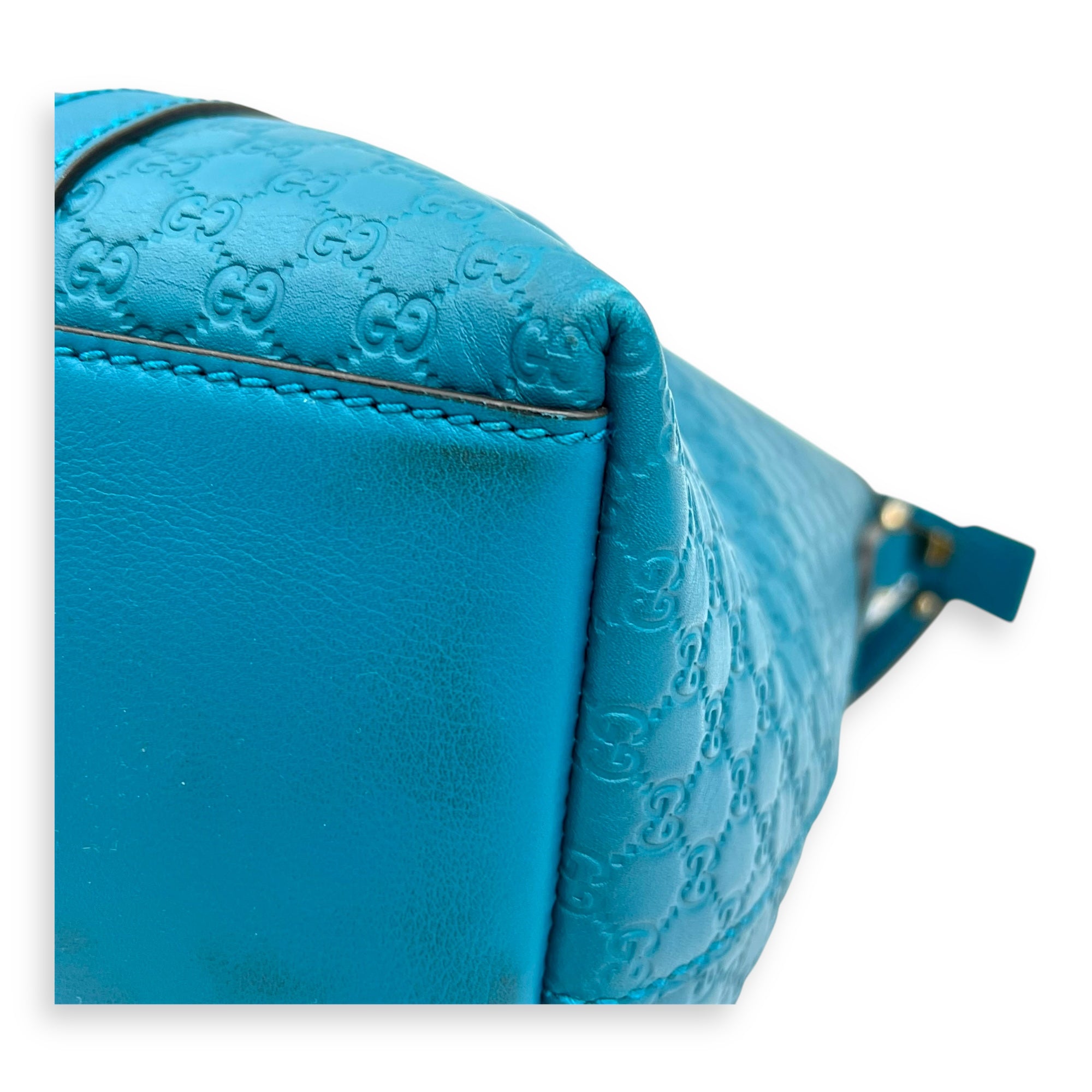 Guccissima Top Handle Bag Blue in Guccissima Leather, Gold hardware - Image 7