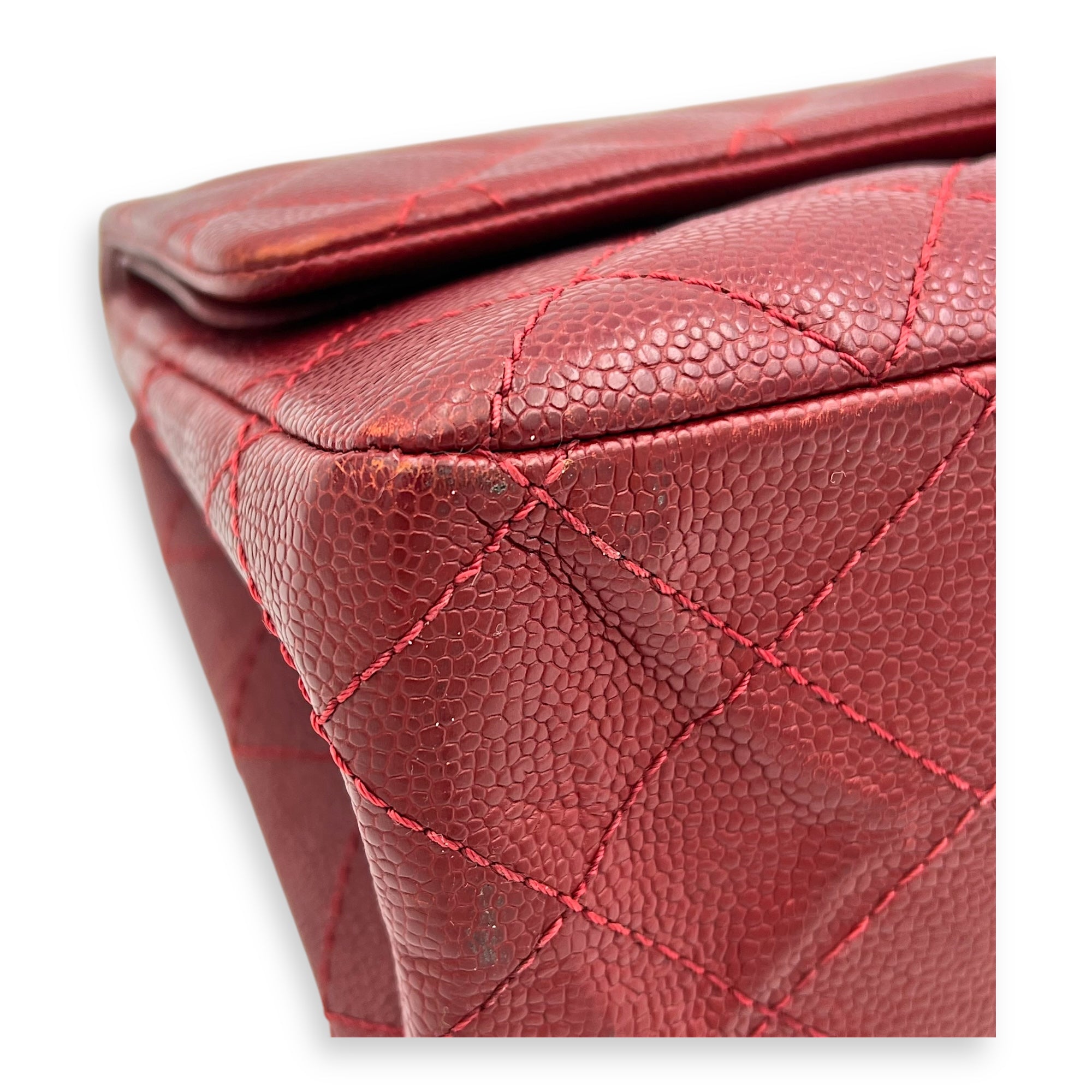 2.55 Shoulder Bag Red in Caviar Leather, Ruthenium hardware - Image 9