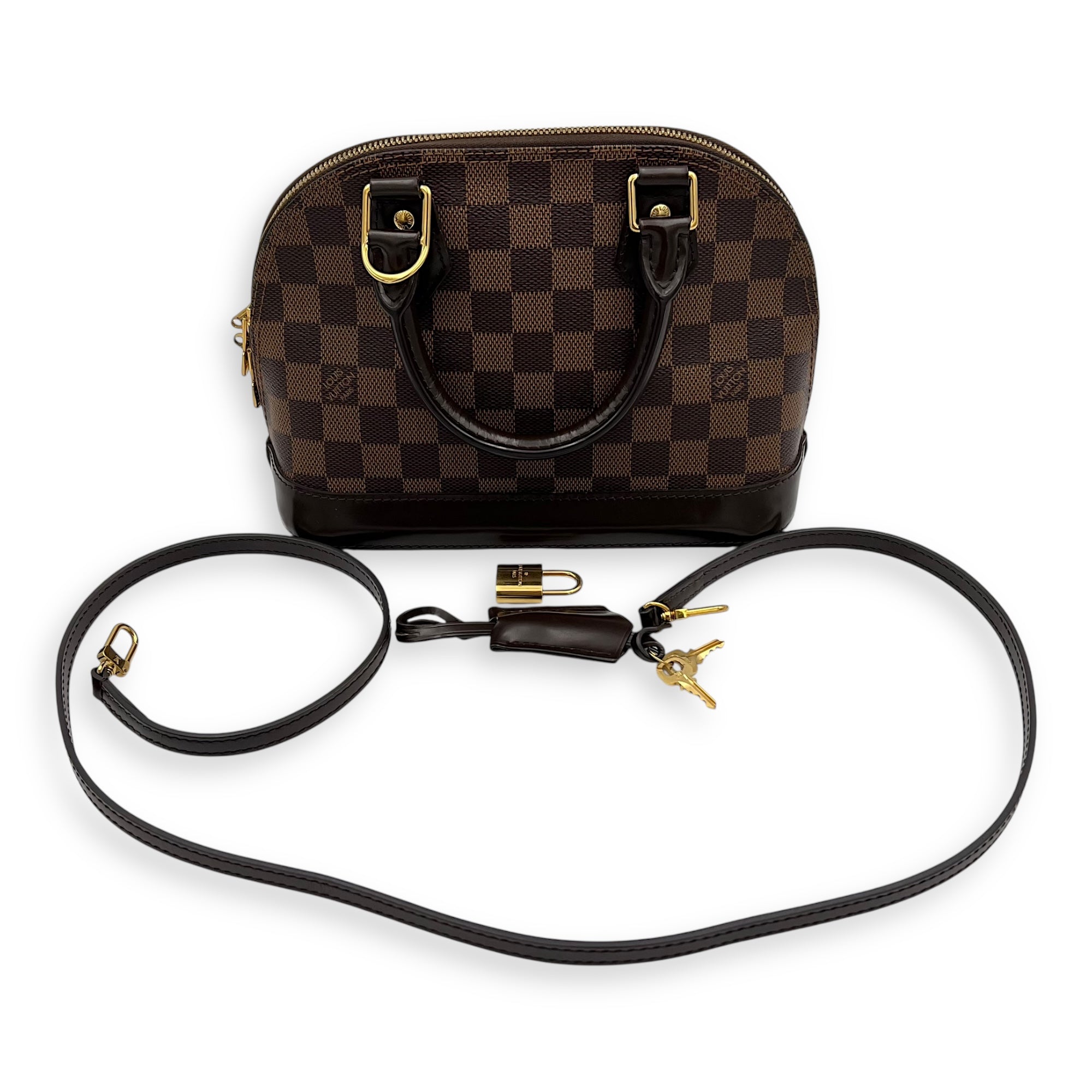 Alma Top Handle Bag BB Brown in Coated Canvas, Gold hardware - Image 12