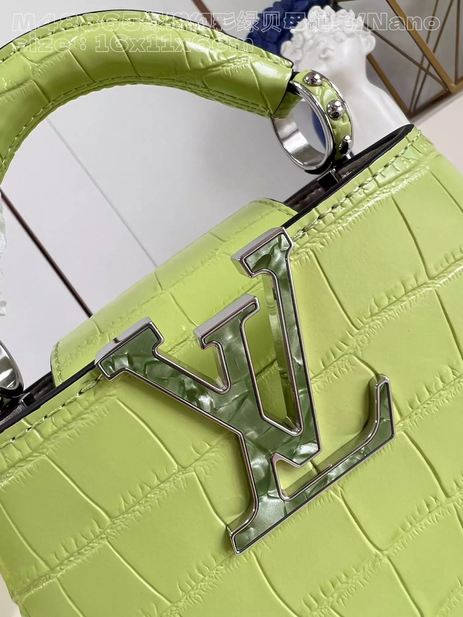 Capucines Nano Crocodilian Brillant Lime Leather - Repbags.ru - Image 7