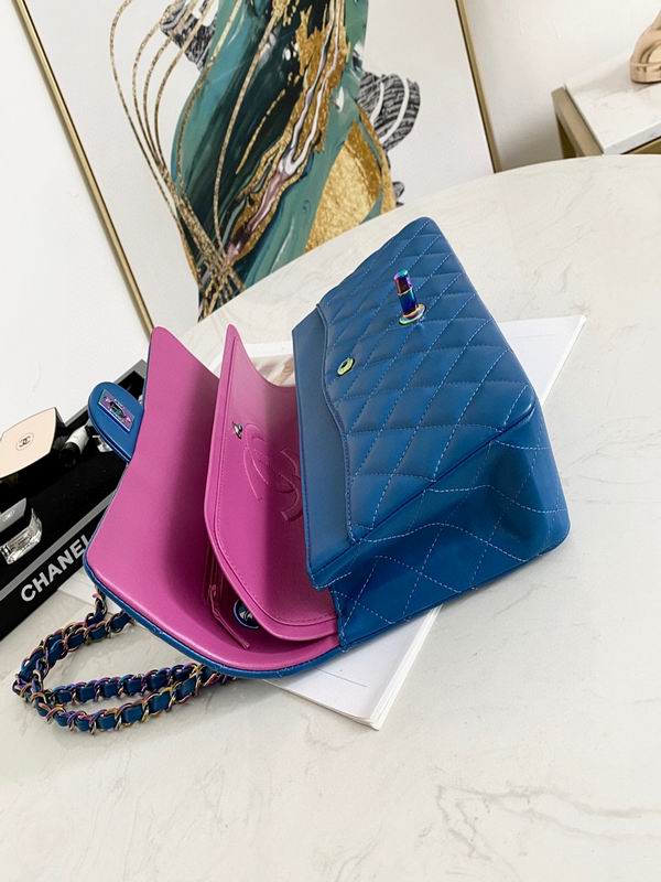 Chanel Classic Medium Blue Lambskin Rainbow Hardware - Image 9