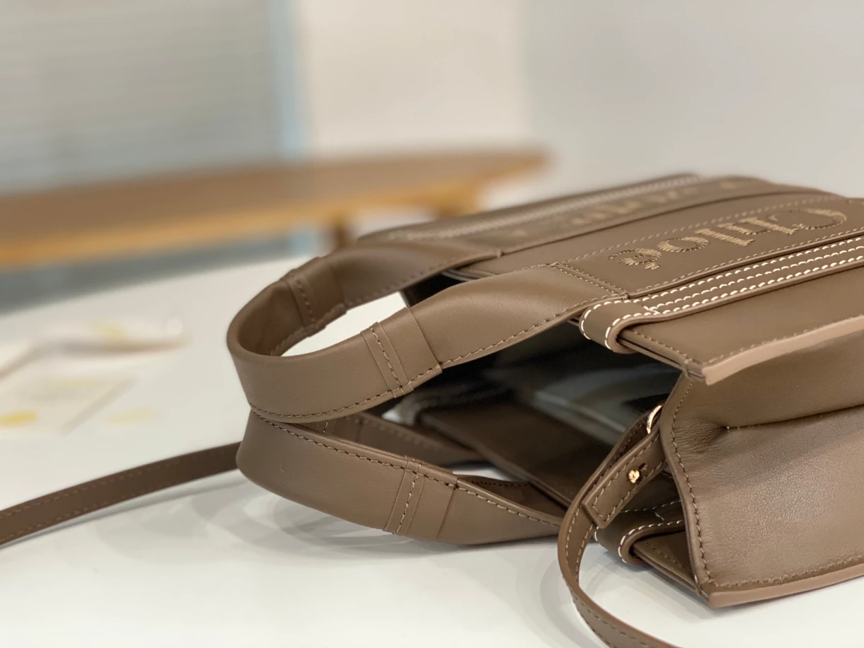 Chloé Small Woody Tote Bag Smooth Calfskin With Chloé Logo - MB015 - Image 9