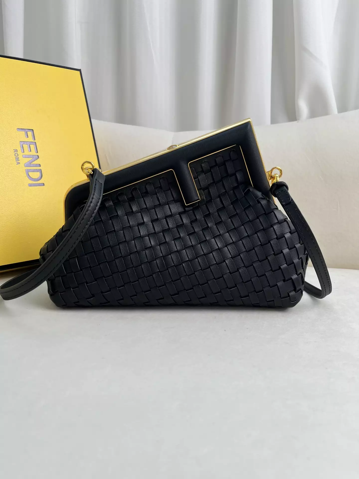 Fendi First Small Black Interlaced Leather Bag - Repbags.ru - Image 3