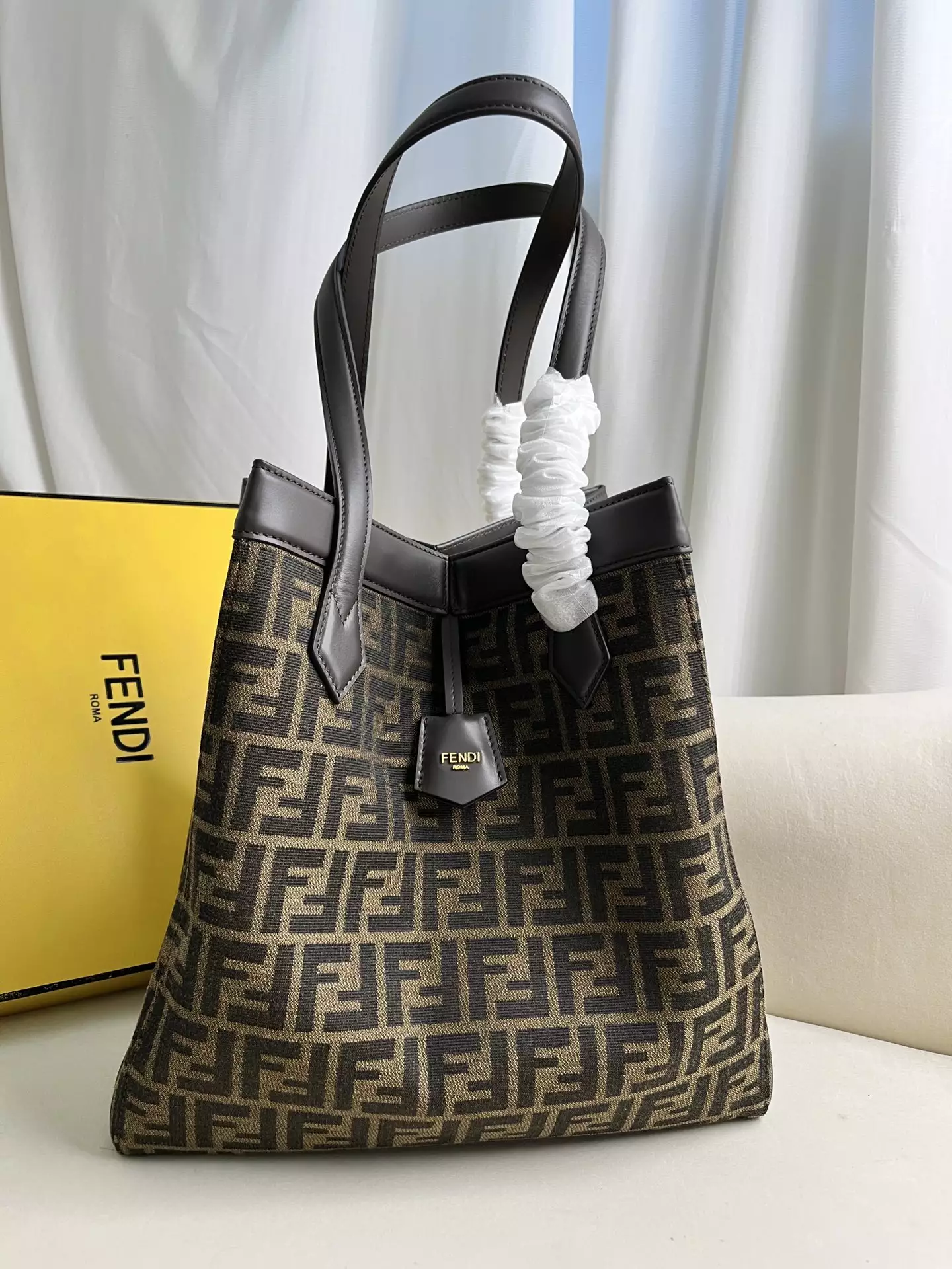 Fendi Origami Large Brown FF Jacquard Fabric Bag - Repbags.ru - Image 3