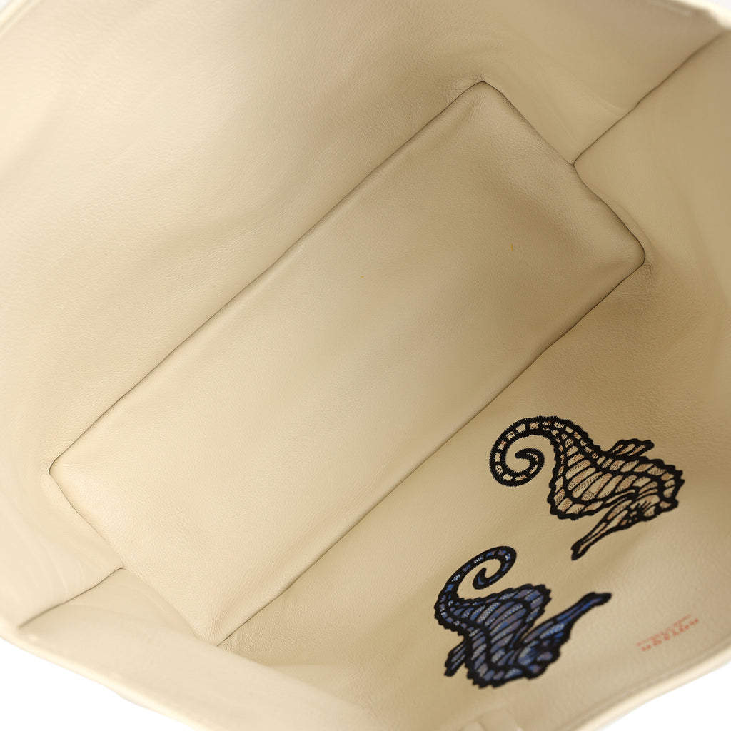 Goyard Goyardine Sand Anjou PM Embroidered Seahorse Bag Palladium Hardware - Image 9