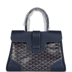 Goyard Saigon Tote Navy Blue Goyardine Canvas Palladium Hardware