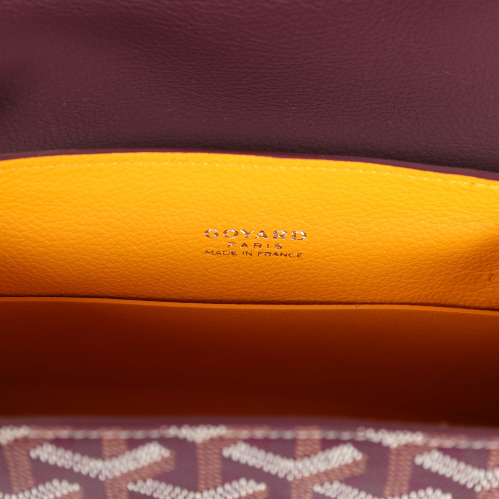 Goyard Saigon Souple Mini Bag Burgundy Goyardine Palladium Hardware - Image 9