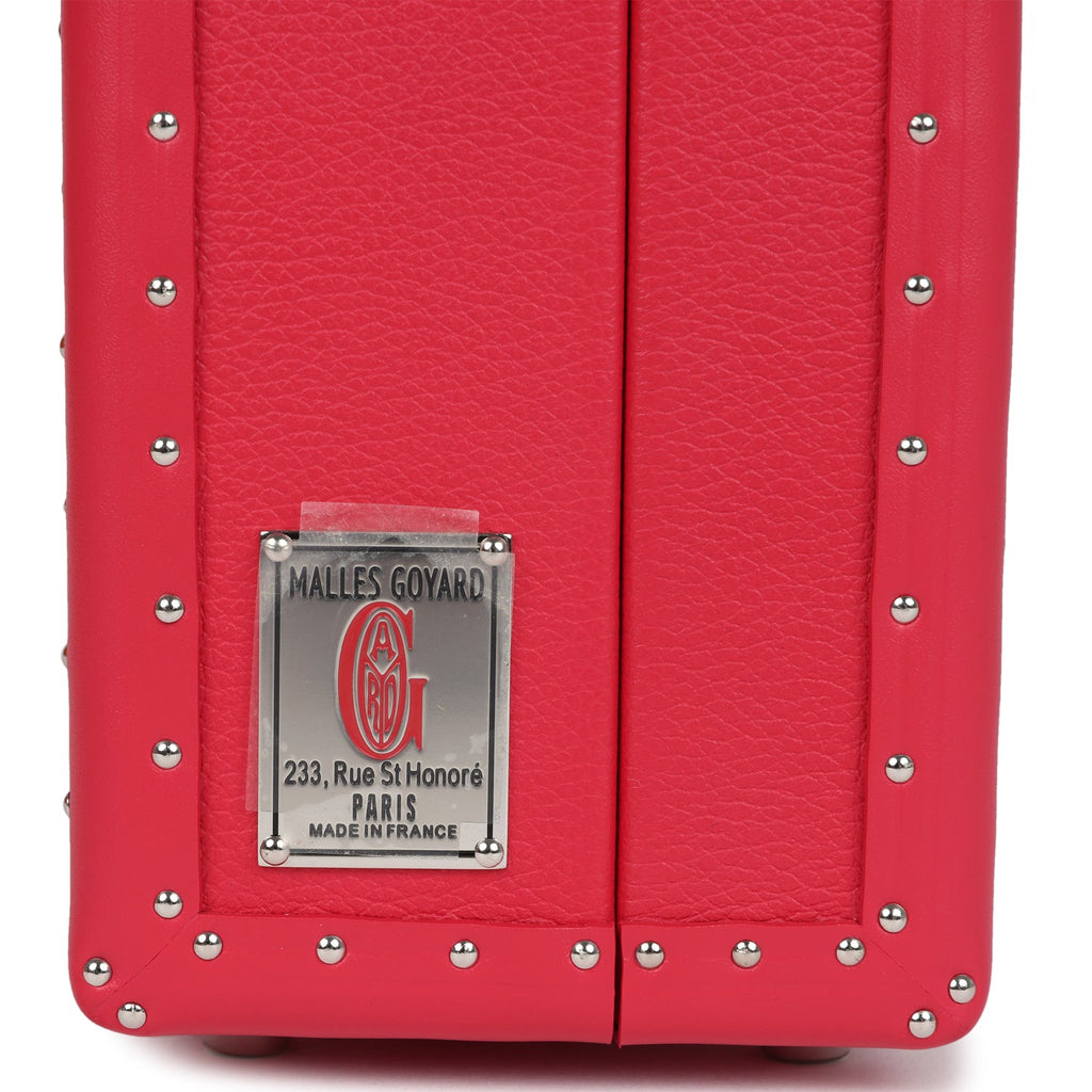 Goyard Goyardine Canvas Fuchsia Grand Hotel Marquetry Trunk PM Bag Palladium Hardware - Image 7