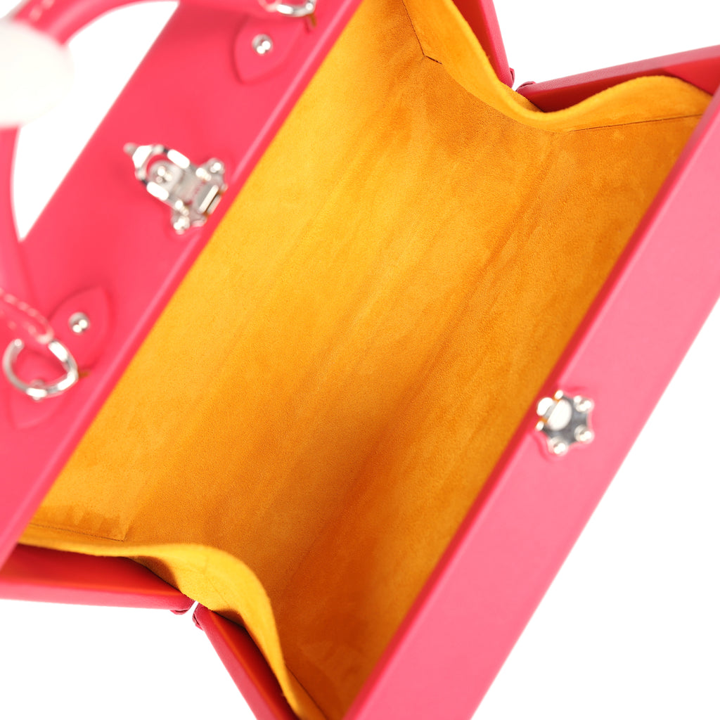 Goyard Goyardine Canvas Fuchsia Grand Hotel Marquetry Trunk PM Bag Palladium Hardware - Image 10