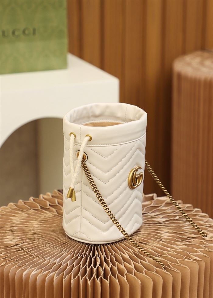 GG Marmont mini bucket bag White leather - Image 9