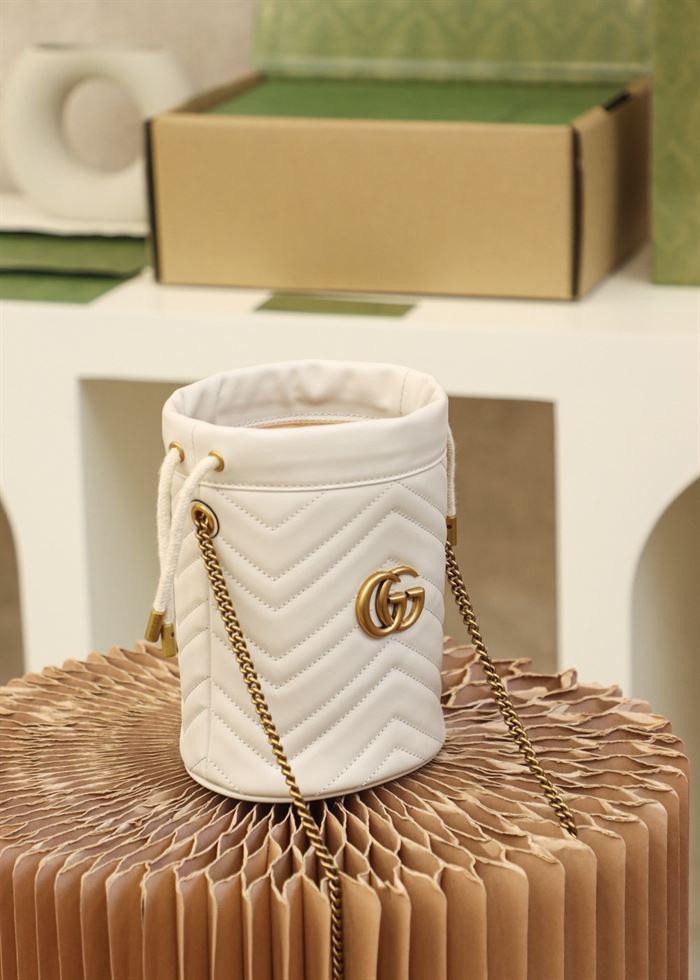 GG Marmont mini bucket bag White leather - Image 11