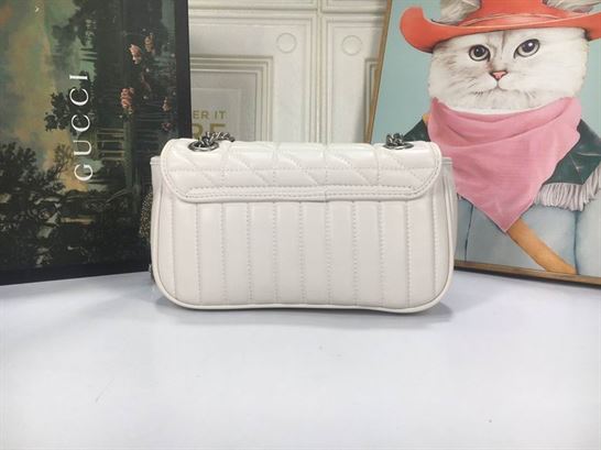 GG Marmont small shoulder bag White matelassé leather - Image 11