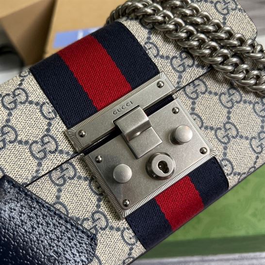 GG Padlock small shoulder bag Beige and blue GG Supreme canvas - GB083 - Image 7