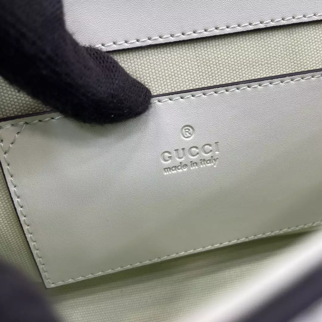 GG Super Mini Shoulder Bag in Pale Green Leather - Repbags.ru - Image 11