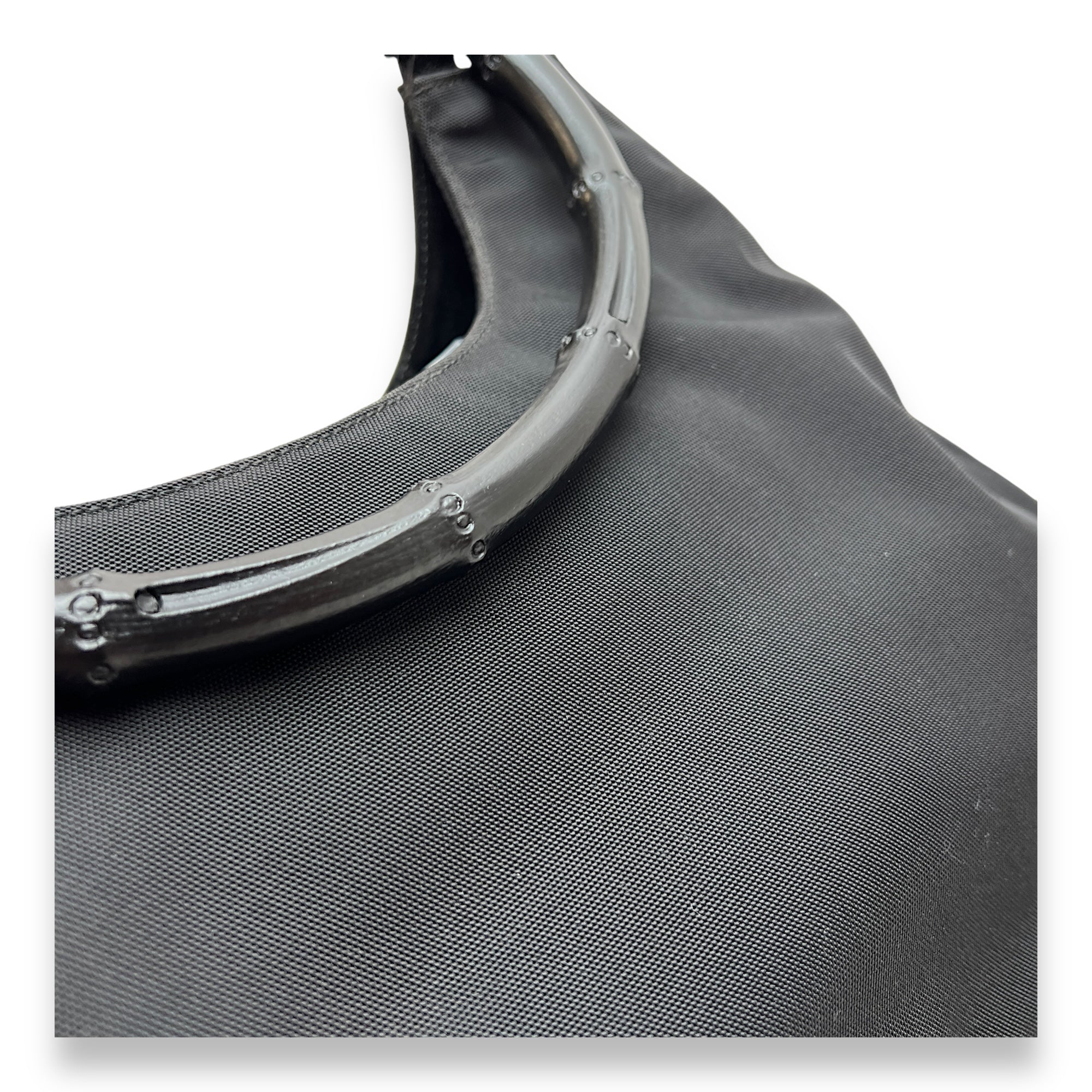 Bamboo Small Black Top Handle Bag in Canvas, Lacquered Metal hardware - Image 10