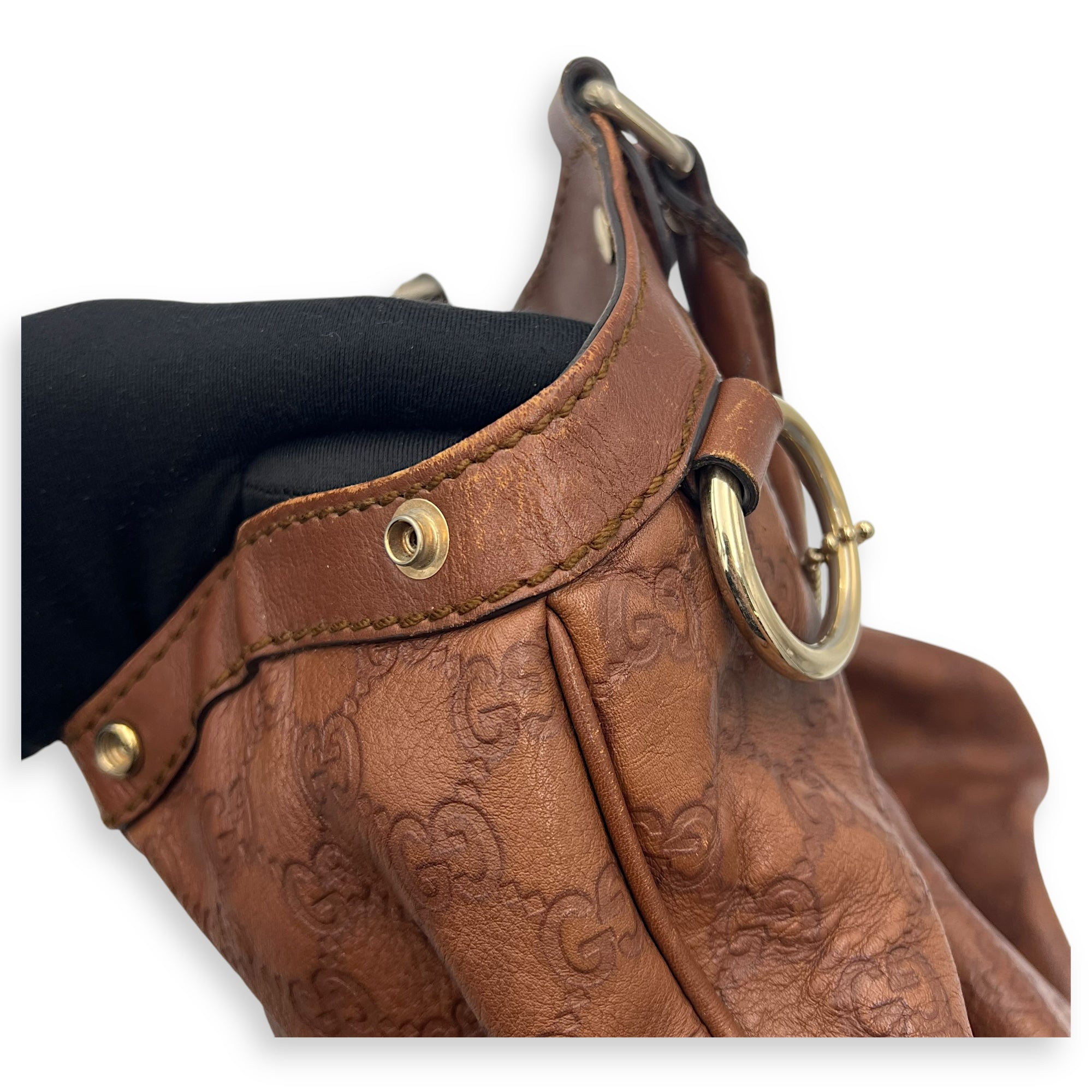 Shukey Shoulder Bag Brown in Calfskin, Gold hardware - Image 15