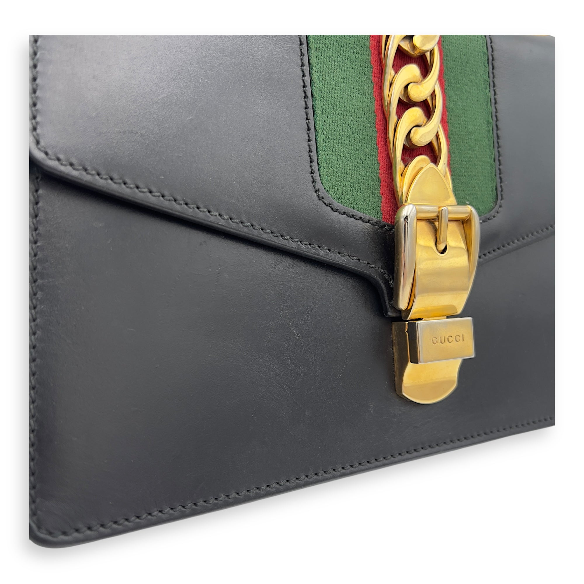 Sylvie Shoulder Bag Black in Calfskin, Gold hardware - Image 15