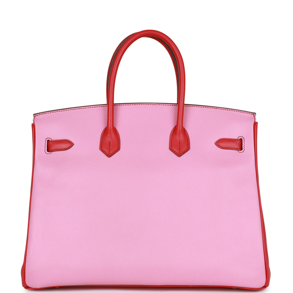 Pre-owned Hermes Special Order (HSS) Birkin 35 Bubblegum and Bougainvillea Epsom Palladium Hardware - Image 5