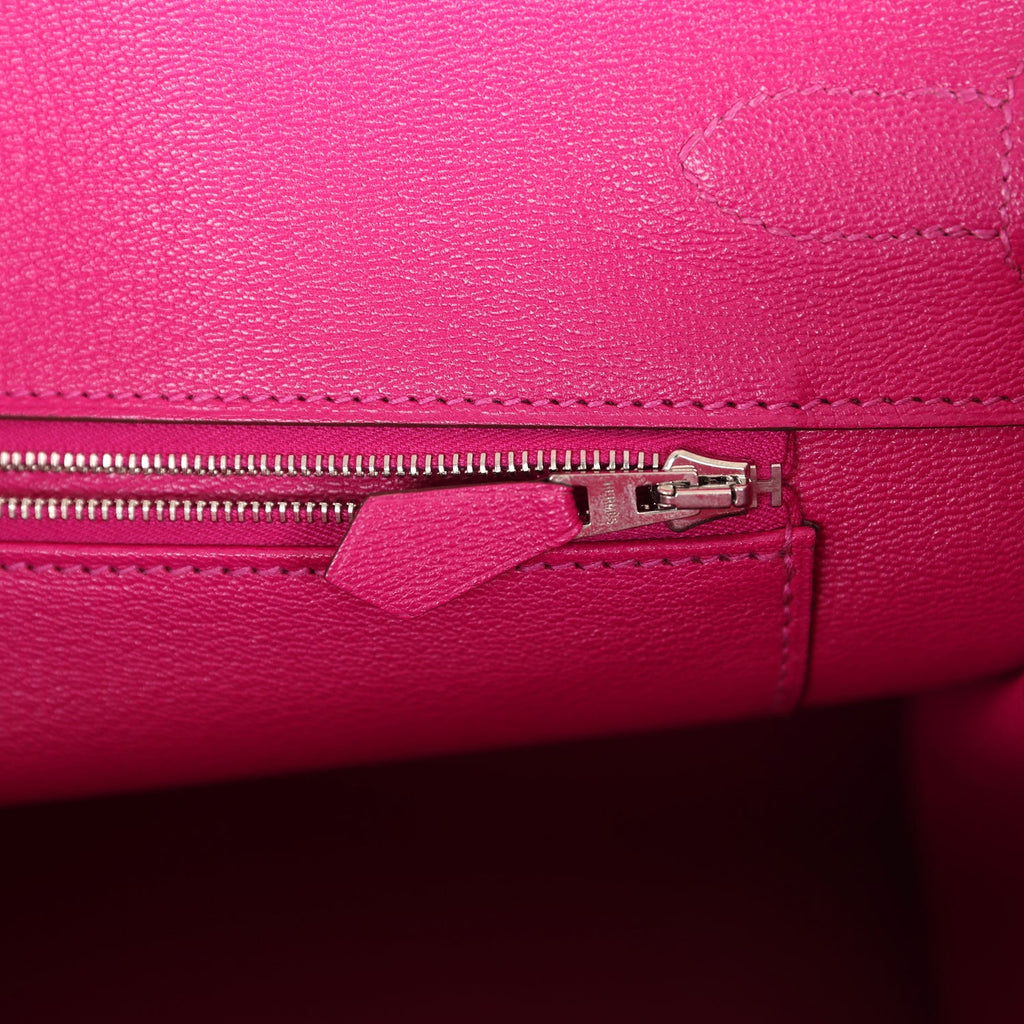 Pre-owned Hermes Birkin 35 Rose Sheherazade Shiny Porosus Crocodile Palladium Hardware - Image 10