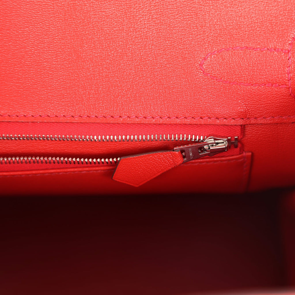 Pre-owned Hermes Birkin 30 Geranium Shiny Niloticus Crocodile Palladium Hardware - Image 10