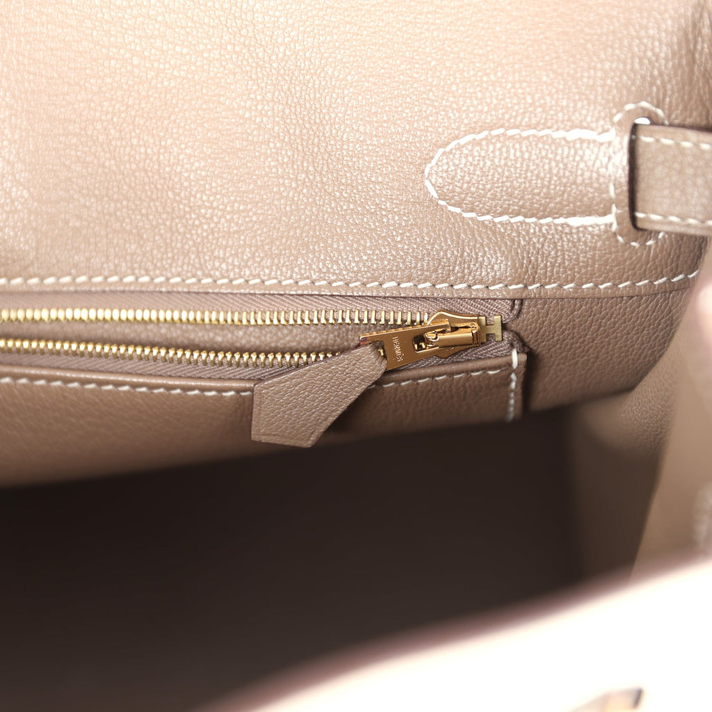 Hermes Special Order (HSS) Birkin 30 Etoupe and Craie Togo Brushed Gold Hardware - Image 10