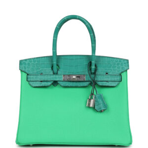 Hermes Birkin 30 Vert Comics Togo and Vert Jade Niloticus Crocodile Touch Palladium Hardware