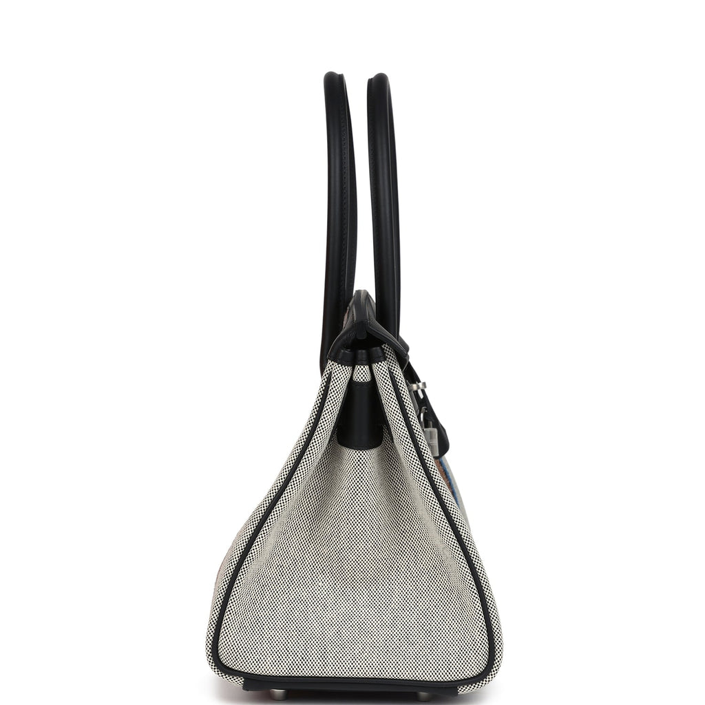 Hermes Shoulder Birkin Light 39 Multicolor Toile and Black Swift Palladium Hardware - Image 4