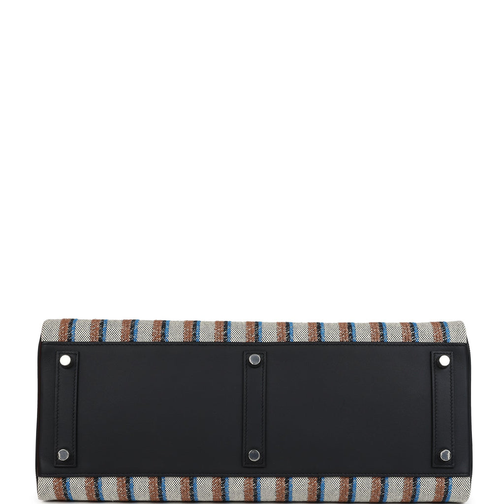 Hermes Shoulder Birkin Light 39 Multicolor Toile and Black Swift Palladium Hardware - Image 7