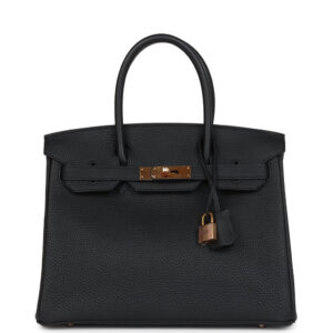 Pre-owned Hermes Birkin 30 Black Togo Rose Gold Hardware