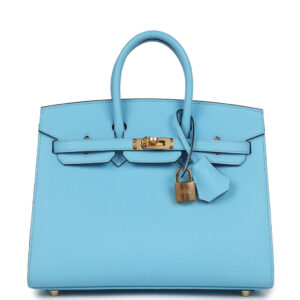 Hermes Birkin Sellier 25 Celeste Epsom Gold Hardware