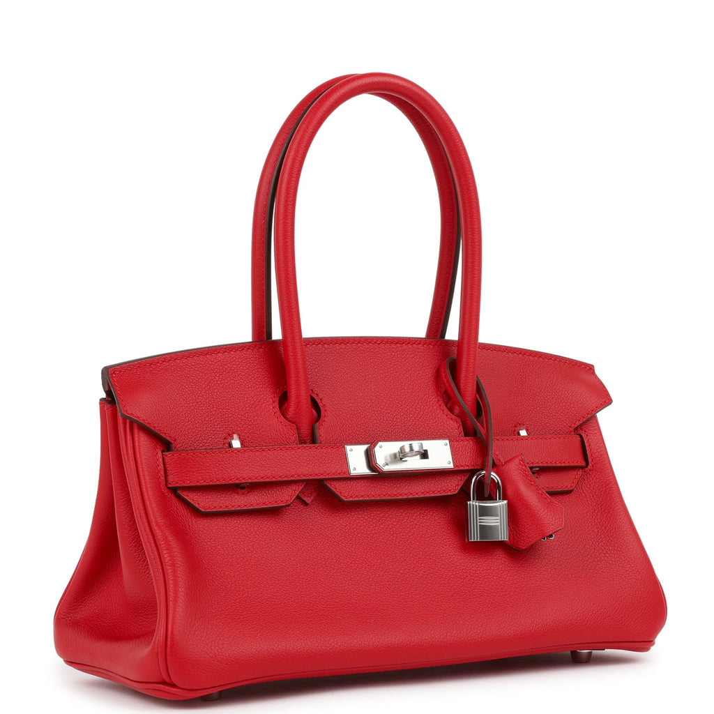 Hermes Shoulder Birkin Light 29 Rouge Radieux Evercolor Palladium Hardware - Image 3