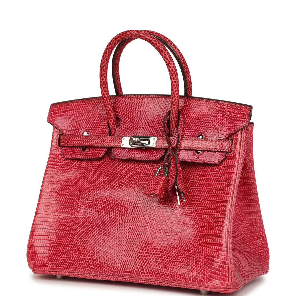 Vintage Hermes Birkin 25 Fuchsia Varanus Niloticus Lizard Palladium Hardware - Image 6