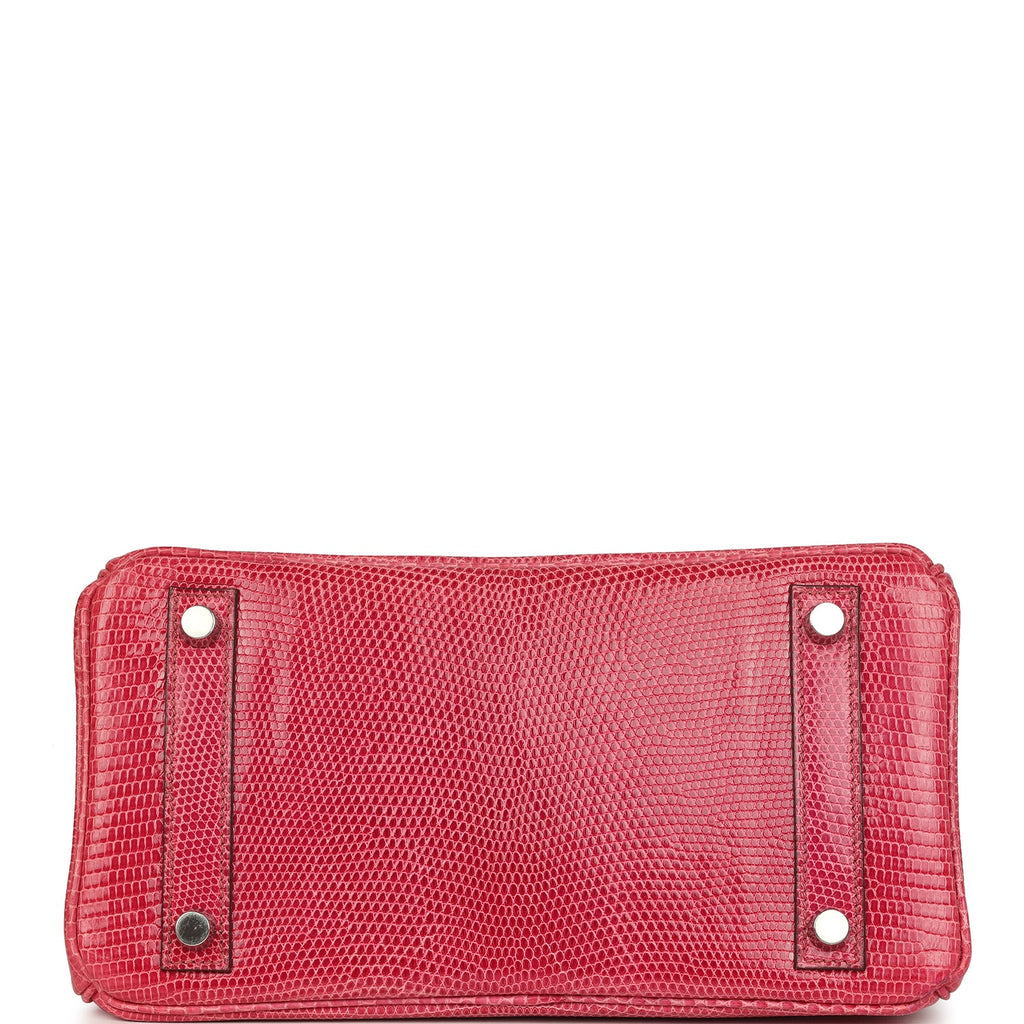 Vintage Hermes Birkin 25 Fuchsia Varanus Niloticus Lizard Palladium Hardware - Image 7