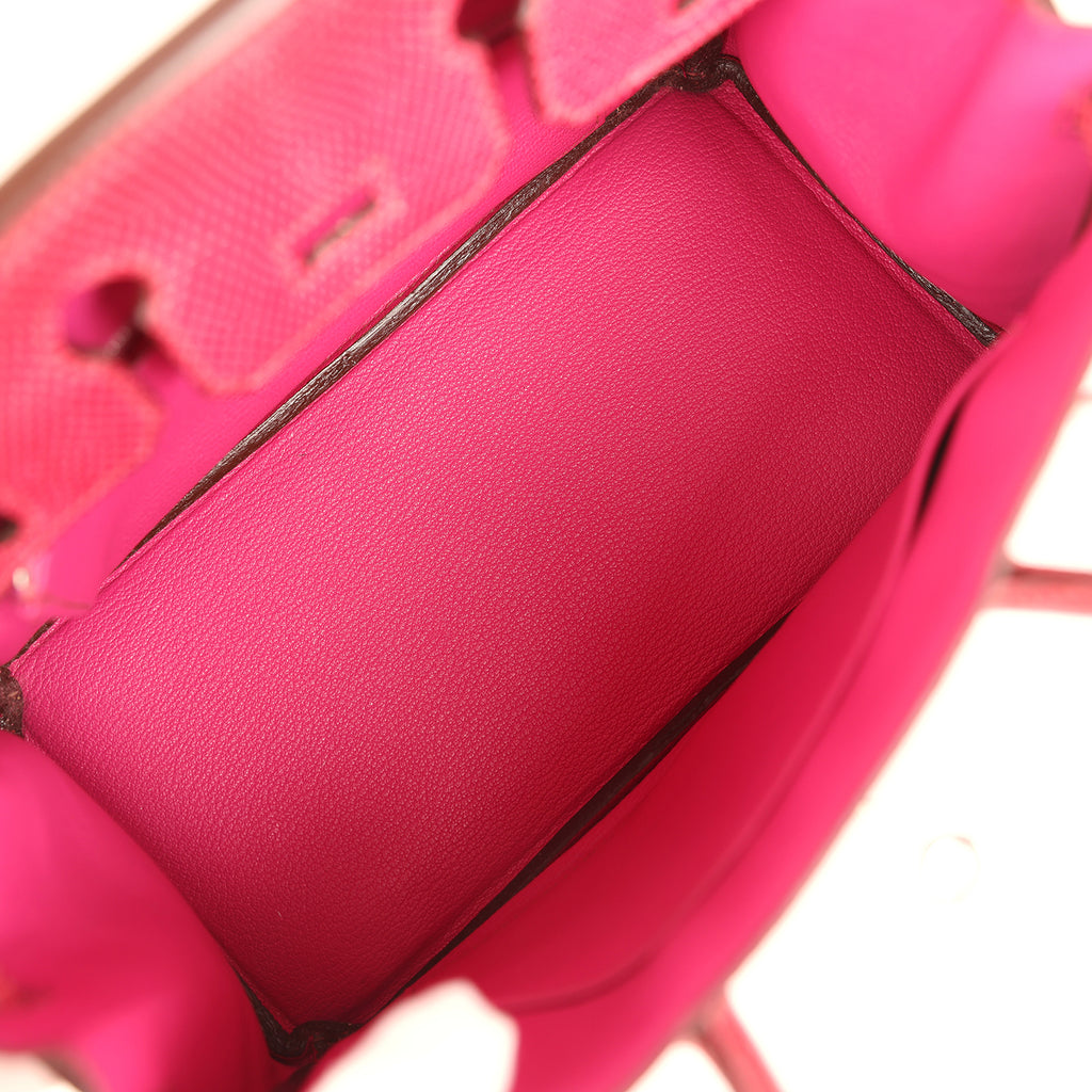 Vintage Hermes Birkin 25 Fuchsia Varanus Niloticus Lizard Palladium Hardware - Image 9