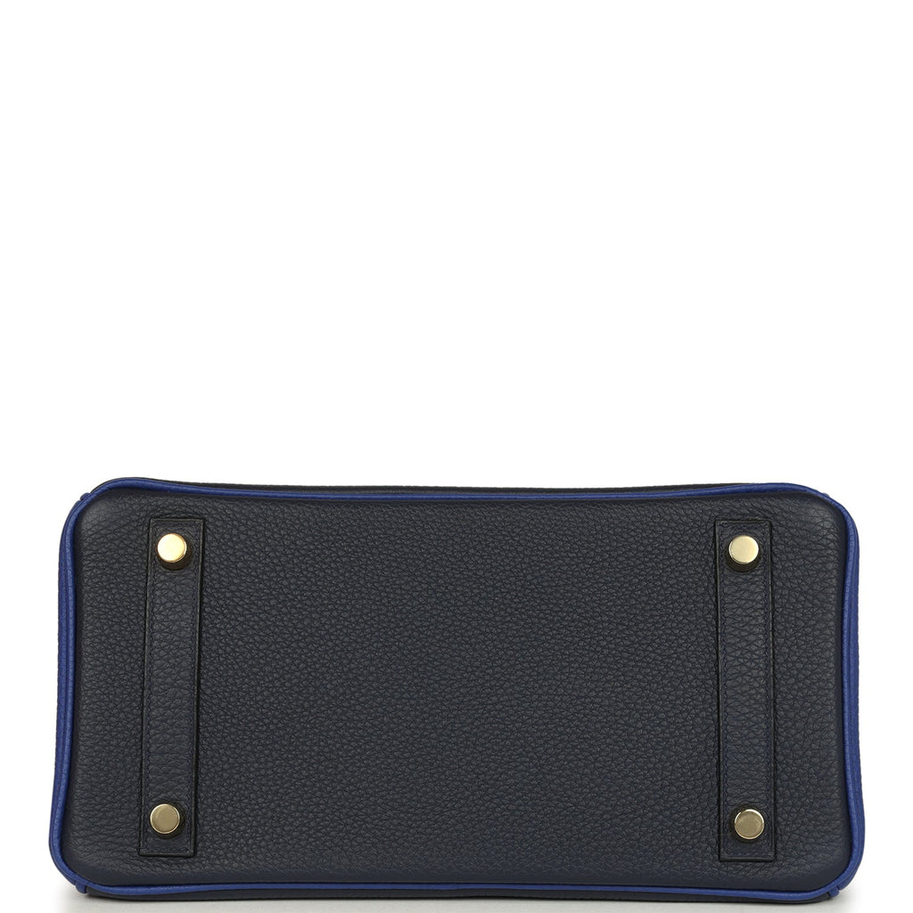 Hermes Special Order (HSS) Birkin 25 Bi-Color Bleu Nuit and Bleu Electric Togo Brushed Gold Hardware - Image 7