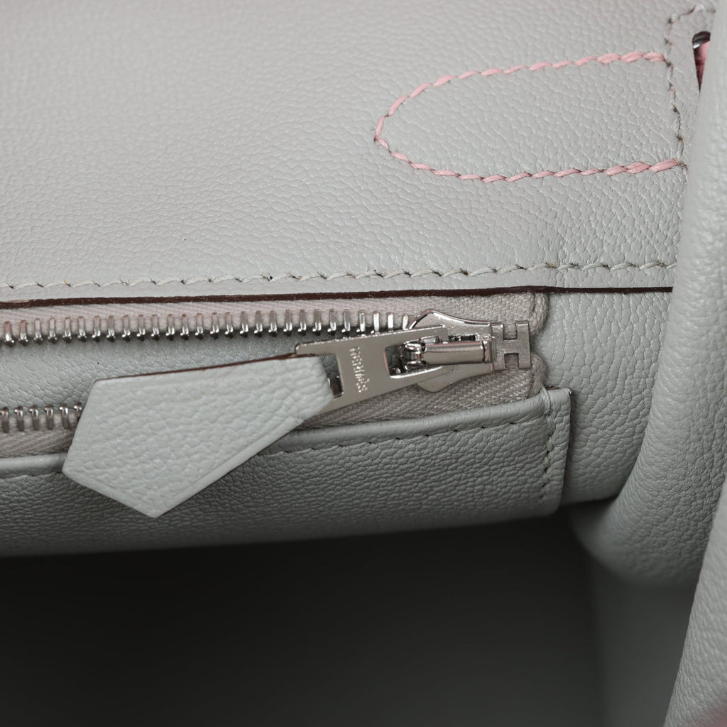 Pre-owned Hermes Special Order (HSS) Birkin 30 Rose Sakura Verso Chèvre Palladium Hardware - Image 9