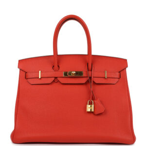 Pre-owned Hermes Birkin 35 Capucine Togo Gold Hardware