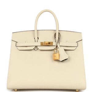 Hermes Special Order (HSS) Birkin Sellier 25 Craie Verso Epsom Brushed Gold Hardware