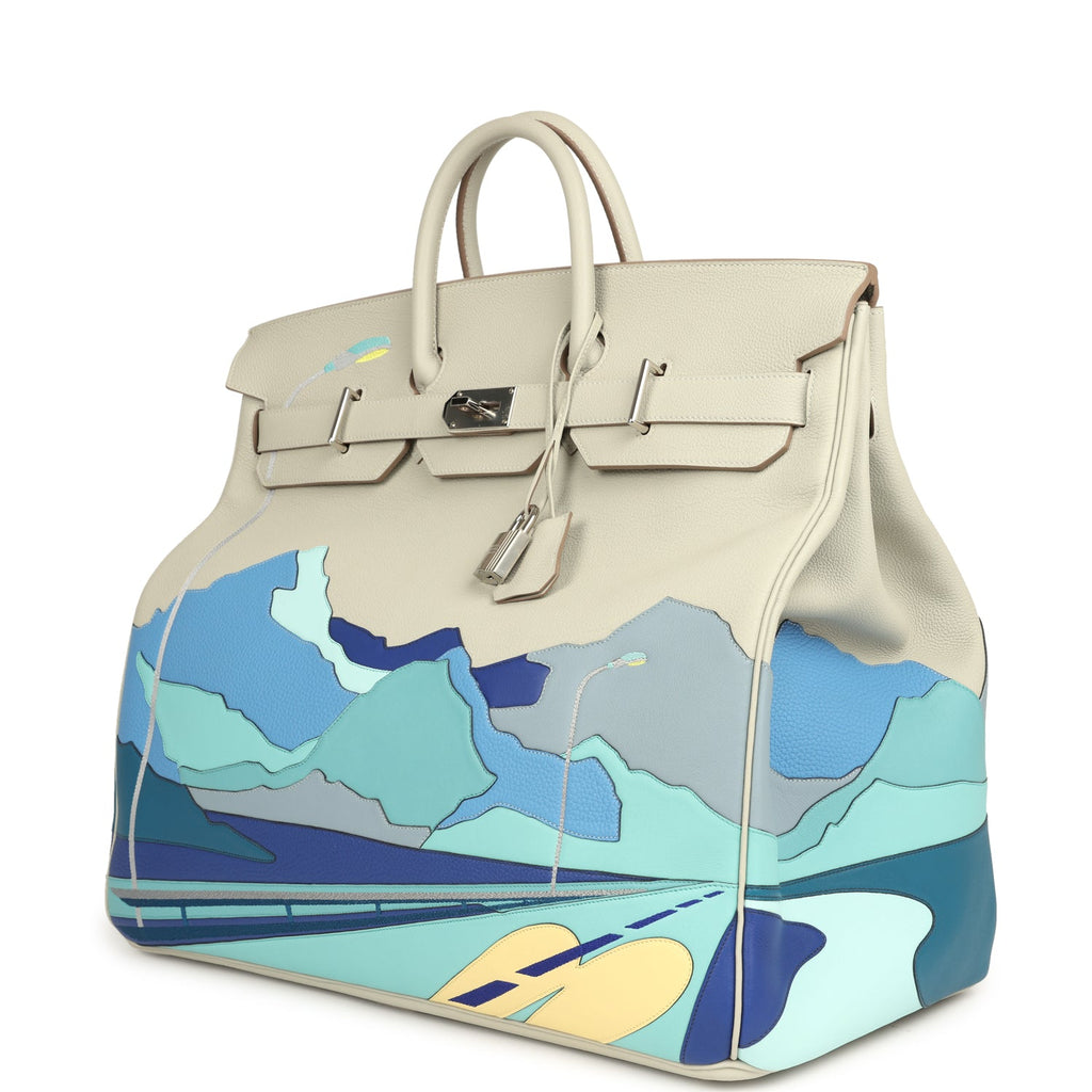 Pre-owned Hermes HAC Birkin 50 "Endless Road" Gris Perle Togo Palladium Hardware - Image 6