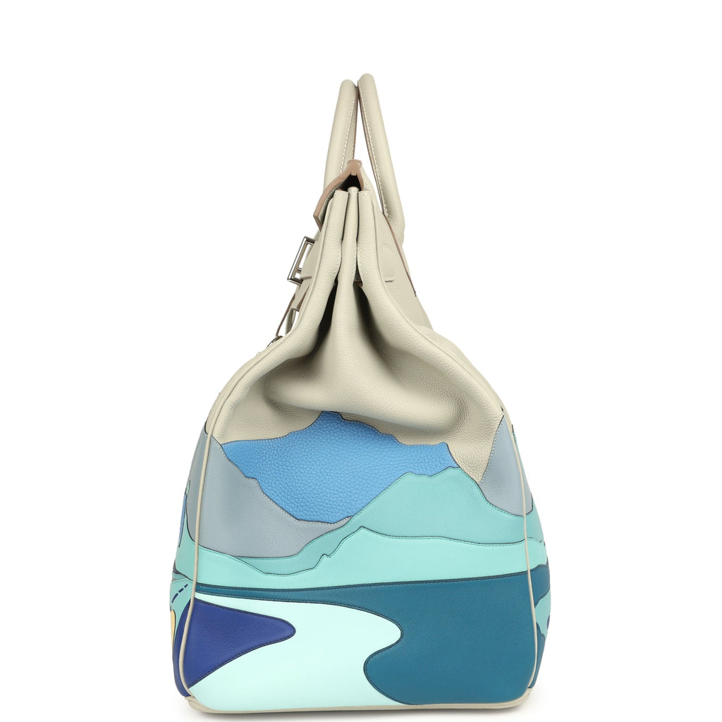 Pre-owned Hermes HAC Birkin 50 "Endless Road" Gris Perle Togo Palladium Hardware - Image 4