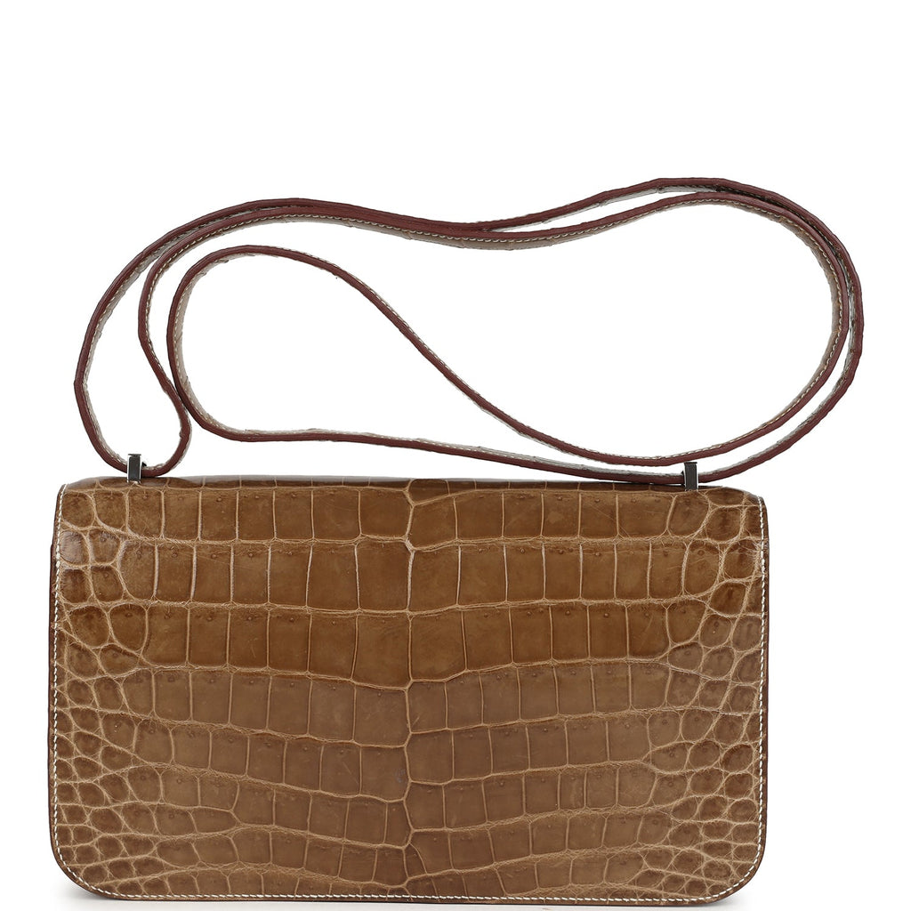 Pre-owned Hermes Constance Elan Ficelle Shiny Niloticus Crocodile Palladium Hardware - Image 5